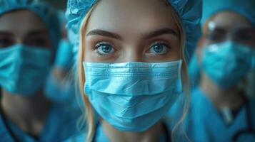 medisch professionals in chirurgisch maskers onderzoeken patiënten foto