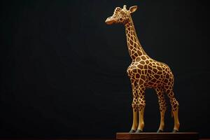 houten giraffe beeldhouwwerk ingewikkeld details en trots houding ai beeld foto