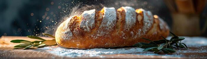 rustiek brood broodjes en olijf- Afdeling Aan tafel foto