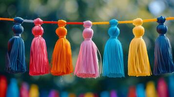 kleurrijk kwastjes banier vieren een feestelijk herkenning evenement met levendig en vrolijk foto