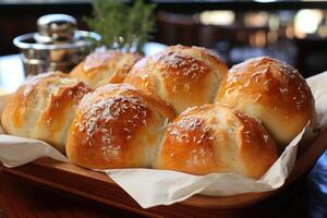 pao de queijo braziliaans kaas brood in de keuken tafel professioneel reclame voedsel fotografie foto