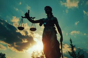 standbeeld van gerechtigheid silhouet thema. foto