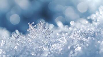 sneeuwvlokken kristallijn structuren. magie en schoonheid van de winter bevroren. kopiëren ruimte. foto