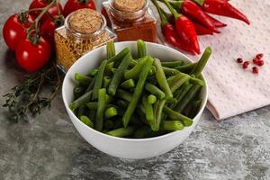 veganistisch keuken - gekookt groen Boon foto