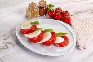 Italiaans caprese salade met Mozzarella foto