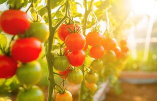 tomaten Aan de Liaan, vers rijp vruchten. foto