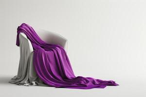 elegant stoel gedrapeerd in Purper kleding stof foto