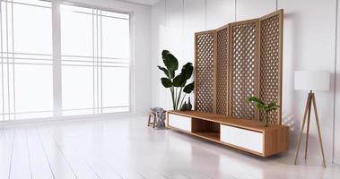 witte kamer witte vloeren minimalistische japanse woonkamer. 3D-rendering foto