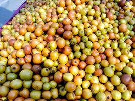 ziziphus Mauritanië, ook bekend net zo ber, chinees appel, jujube, Indisch Pruim en masau is een tropisch fruit boom soorten behoren naar de familie rhamnaceae. foto