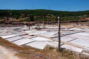 visie van de natuurlijk zout mijnen van Rio majoor in Portugal. zout velden en zout extractie. foto