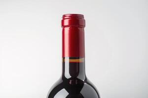 rood wijn en een fles geïsoleerd over- wit achtergrond foto