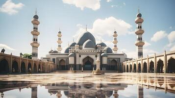 mooi moskee onder de blauw lucht, Islamitisch architectuur ontwerp foto