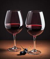 twee bril van rood wijn met spotlight foto