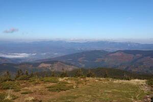 monteren hoverla hangende top van de oekraïens Karpaten tegen de achtergrond van de lucht foto