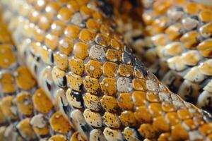 ai gegenereerd detail van een echt huid van een slang met balans patroon foto