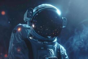 ai gegenereerd toekomst wetenschappelijk astronaut. een futuristische ruimte Mens diep in ruimte foto