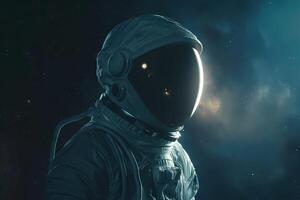 ai gegenereerd toekomst wetenschappelijk astronaut. een futuristische ruimte Mens diep in ruimte foto