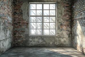 ai gegenereerd hoog resolutie steen beton kamer met venster foto