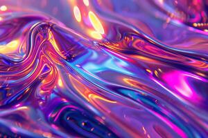 ai gegenereerd holografische en iriserend structuur met levendig neon kleuren foto