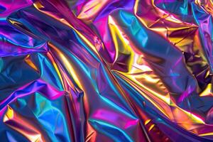 ai gegenereerd holografische regenboog folie iriserend structuur abstract hologram achtergrond foto