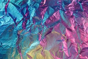 ai gegenereerd holografische regenboog folie met structuur in divers kleuren. foto
