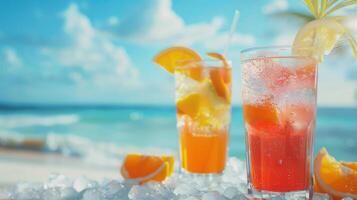 verfrissend zomer cocktails door de strand. foto
