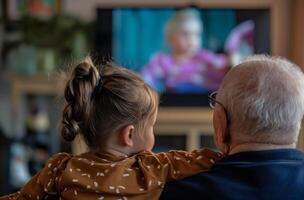 ai gegenereerd generaties bonding over- televisie foto