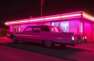 roze neon nacht diner foto