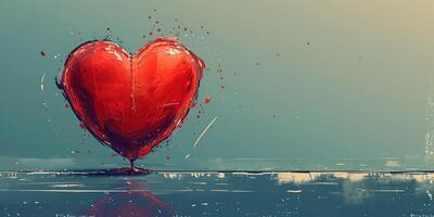 ai gegenereerd kunst illustratie van een hart symbool van liefde voor een modern romantisch Valentijnsdag dag geschenk foto