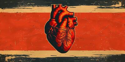 ai gegenereerd illustratie van een menselijk hart in kunst stijl voor medisch thema's foto