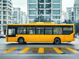 ai gegenereerd openbaar vervoer geel bus voor grond vervoer foto