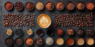 ai gegenereerd achtergrond thema met koffie in modern stijl voor cafe of huis ontwerp foto