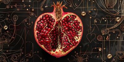 kunst uitvoering van granaatappel fruit met abstract achtergrond foto