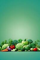 een groen achtergrond met groenten en kruiden foto
