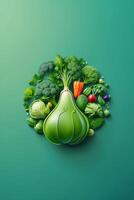 een groen achtergrond met groenten en kruiden foto
