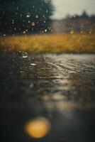 achtergrond van regen Aan wazig bokeh foto