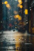 regendruppels Aan de grond in de regen foto