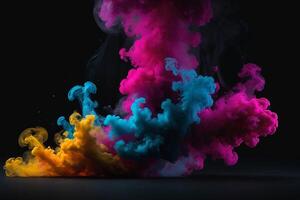 kleurrijk rook is wezen gemaakt in de lucht foto