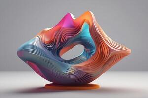 een kleurrijk beeldhouwwerk gemaakt uit van golvend lijnen foto