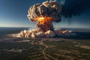 een groot explosie is gezien in de lucht foto