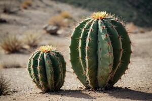 een cactus fabriek is getoond in een woestijn milieu foto