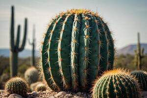 een cactus fabriek is getoond in een woestijn milieu foto