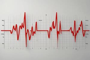 kardiogram in rood Aan een wit achtergrond foto