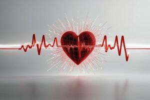 kardiogram in rood Aan een wit achtergrond foto