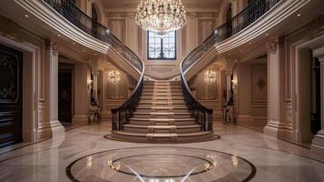 luxueus en overladen trappenhuis in majestueus barok-stijl herenhuis foto