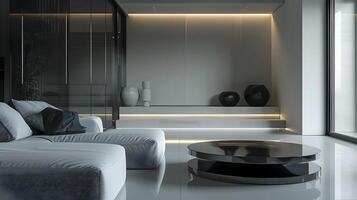 minimalistische en luxueus modern slaapkamer ontwerp met geavanceerde sfeer en sereen atmosfeer foto