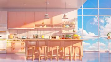 helder en uitnodigend modern keuken met minimalistische ontwerp en functioneel decor foto