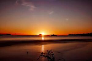 kunst mooi zonsondergang over- de tropisch strand foto