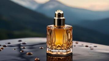 luxe parfum fles in de natuur foto