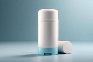 minimalistisch wit en pale blauw deodorant stok - milieuvriendelijk persoonlijk zorg Product mockup foto